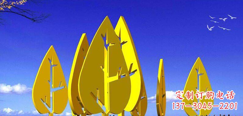商丘抽象不锈钢树叶雕塑