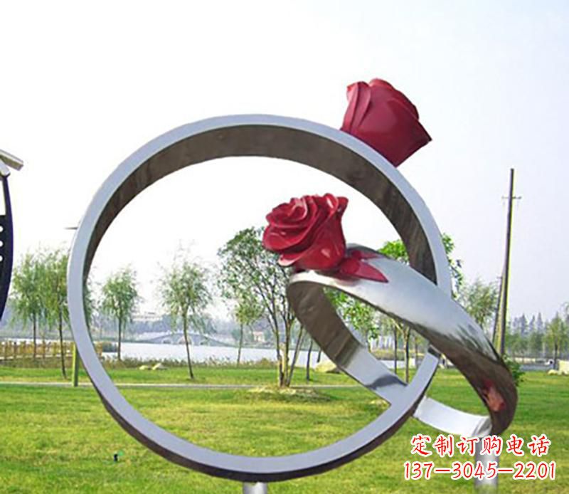 商丘不锈钢景观婚戒雕塑
