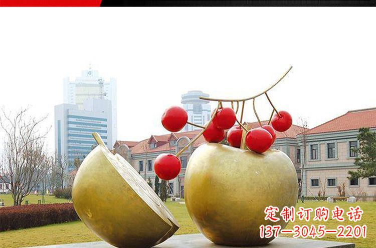 商丘公园不锈钢苹果樱桃雕塑
