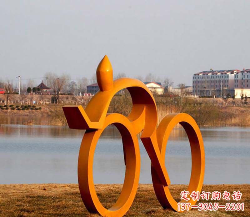 商丘产品名称健康运动不锈钢骑自行车人物雕塑