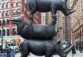 商丘精美犀牛铜雕，城市街道创意装饰