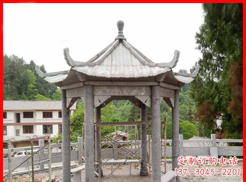 商丘精美大理石六角石凉亭雕塑