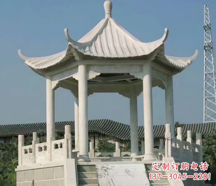 商丘极具视觉冲击力的大理石六角石凉亭雕塑