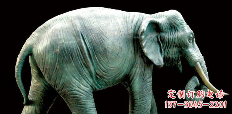 商丘公园大象动物铜雕 (3)