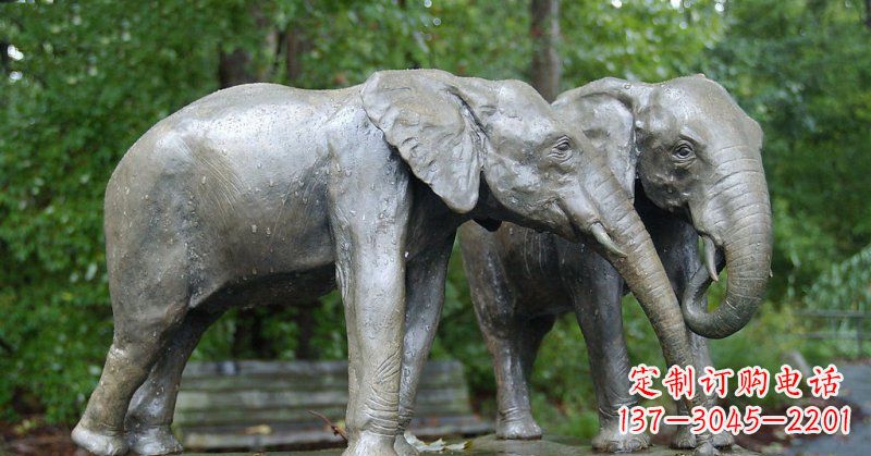 商丘公园大象动物铜雕 (2)