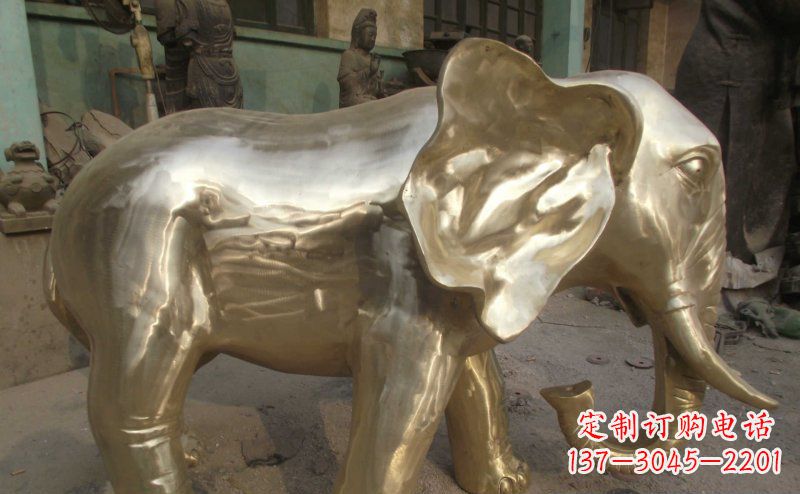 商丘公园大象动物铜雕_2