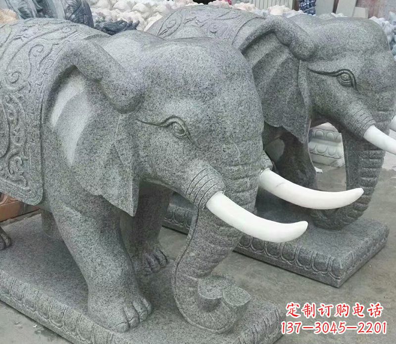 商丘公园动物大理石大象石雕 (6)