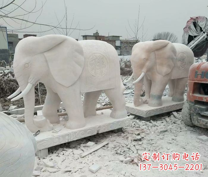 商丘公园动物大象石雕 (5)