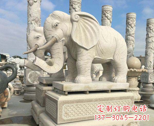 商丘公园景观大理石招财大象石雕 (2)