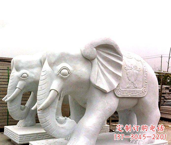 商丘公园景观大理石招财大象石雕