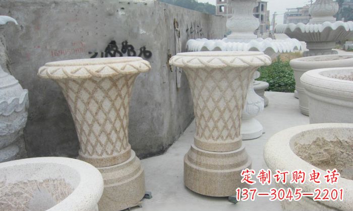 商丘公园景观花篮式花盆石雕