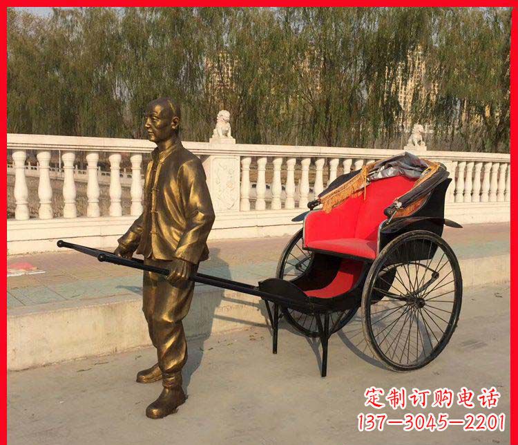 商丘黄包车铜雕精湛工艺，体现传统文化