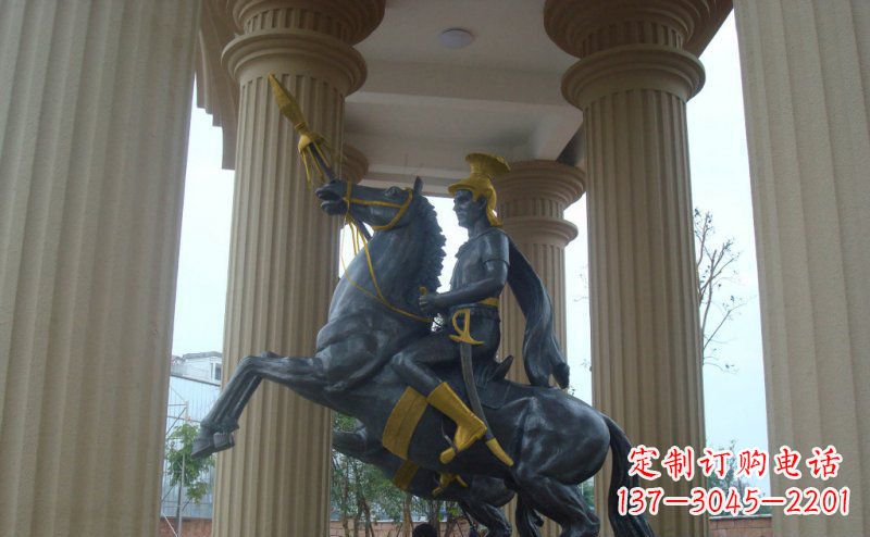 商丘公园骑马的罗马士兵人物铜雕