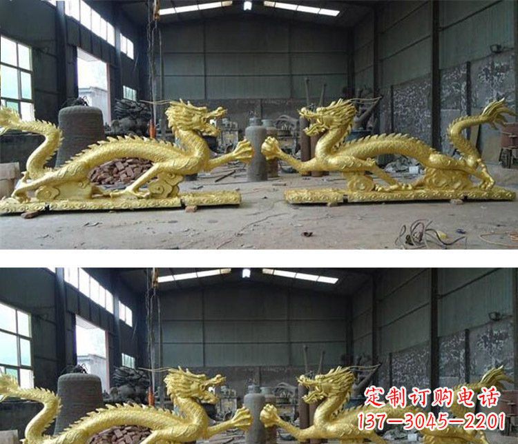 商丘古典传统双龙戏珠铜雕塑