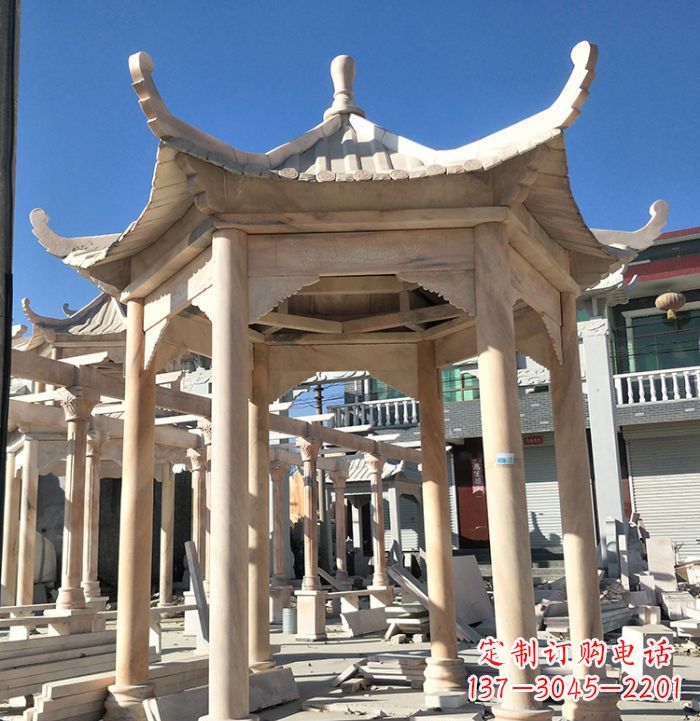 商丘公园晚霞红凉亭雕塑