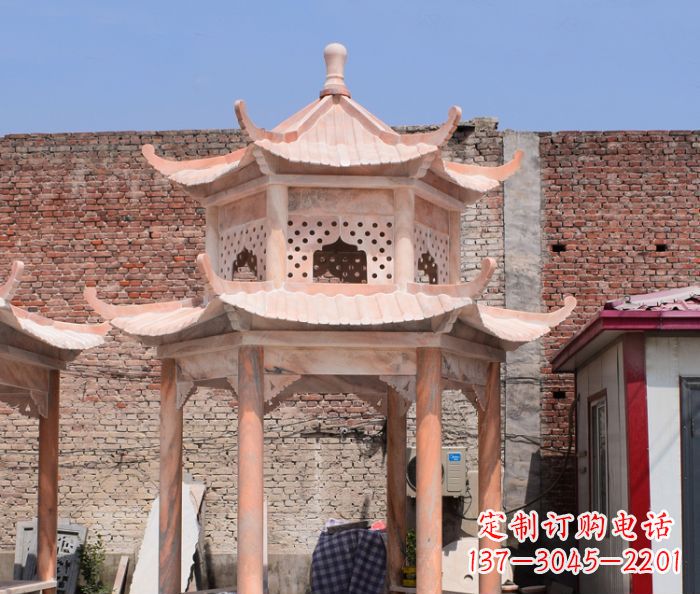 商丘中领雕塑精致双层石头凉亭雕塑