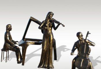 商丘公园景观钢琴拉小提琴人物铜雕