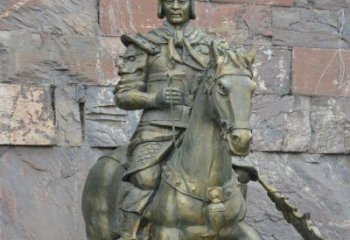 商丘公园纪念将军骑马铜雕