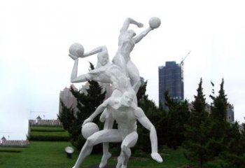 商丘公园体育运动不锈钢网格打篮球人物雕塑