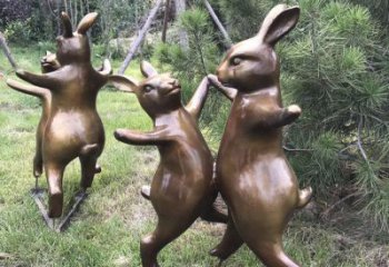 商丘铜雕奔跑兔子动物雕塑