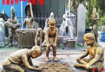 商丘铜质童趣儿童下棋雕塑