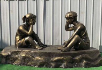 商丘儿童雕塑-铜雕下棋展示精美的艺术