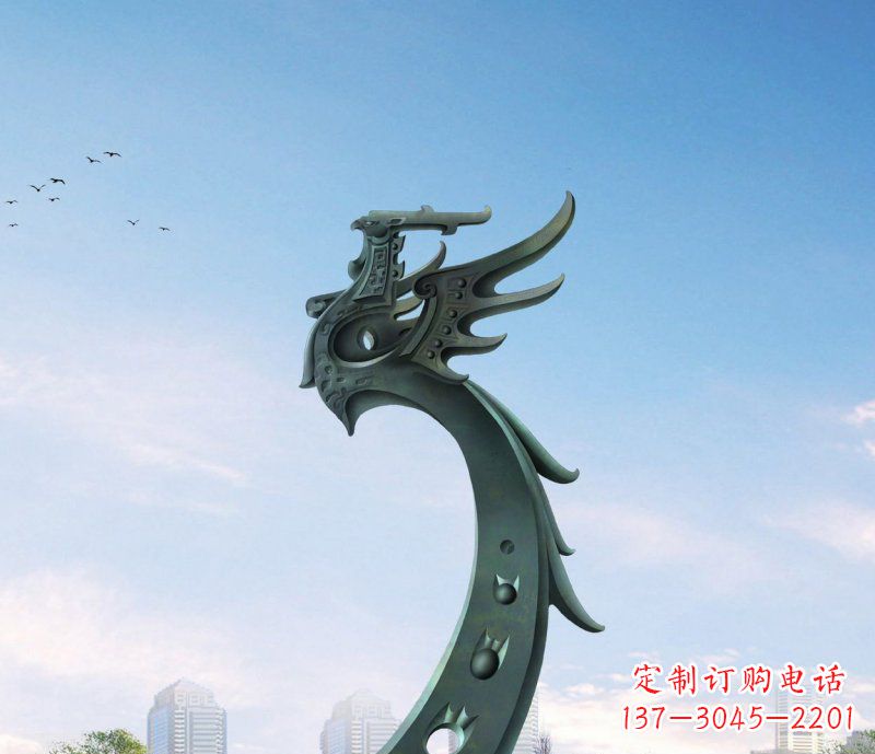 商丘中领雕塑|抽象凤凰不锈钢雕塑