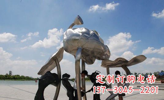 商丘广场不锈钢抽象莲花莲叶雕塑