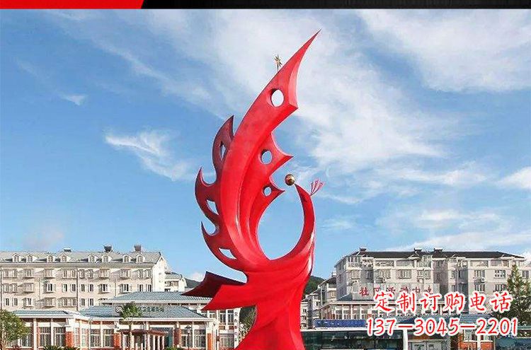 商丘广场不锈钢凤凰摆件雕塑1