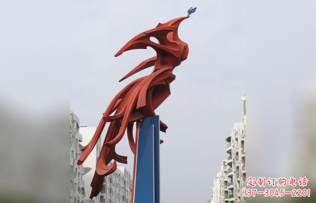 商丘广场不锈钢凤凰抽象雕塑