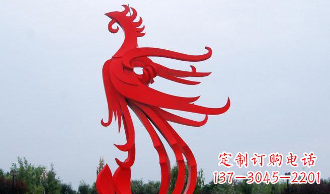 商丘广场不锈钢凤凰雕塑 (3)