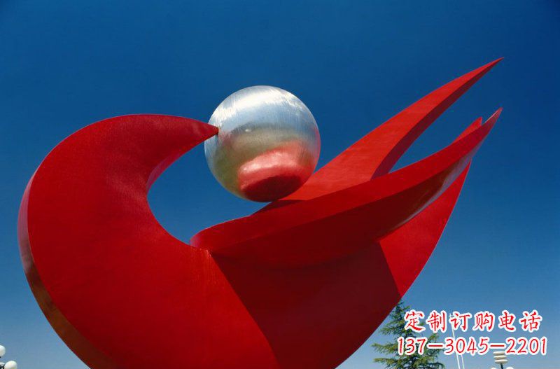 商丘广场不锈钢和平鸽明珠雕塑 (2)