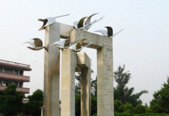 商丘展现自然之美的不锈钢大雁动物雕塑