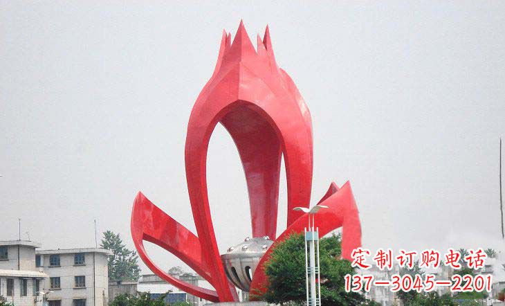 商丘广场不锈钢莲花和莲蓬雕塑