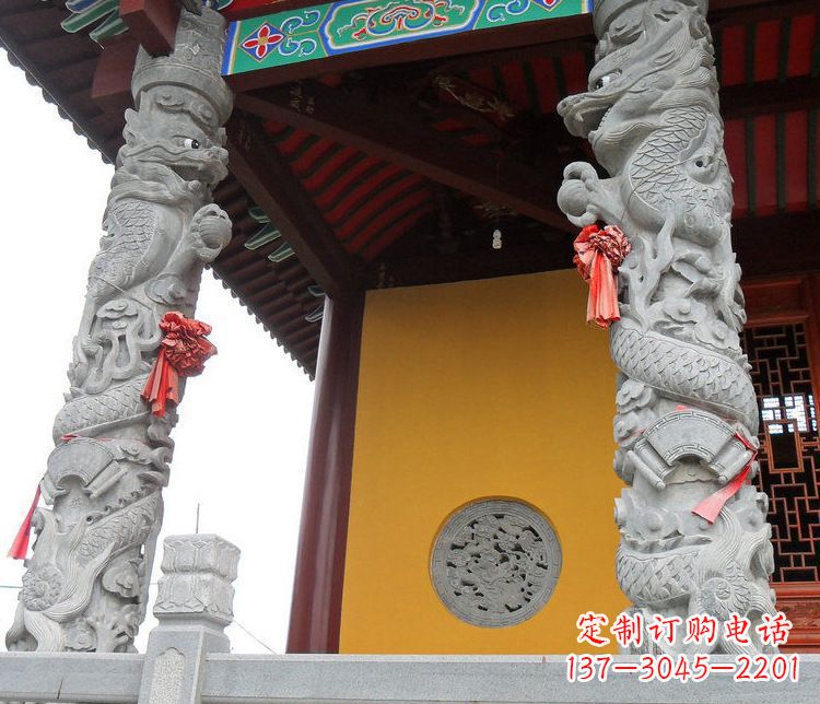 商丘广场大理石盘龙柱景观石雕_2