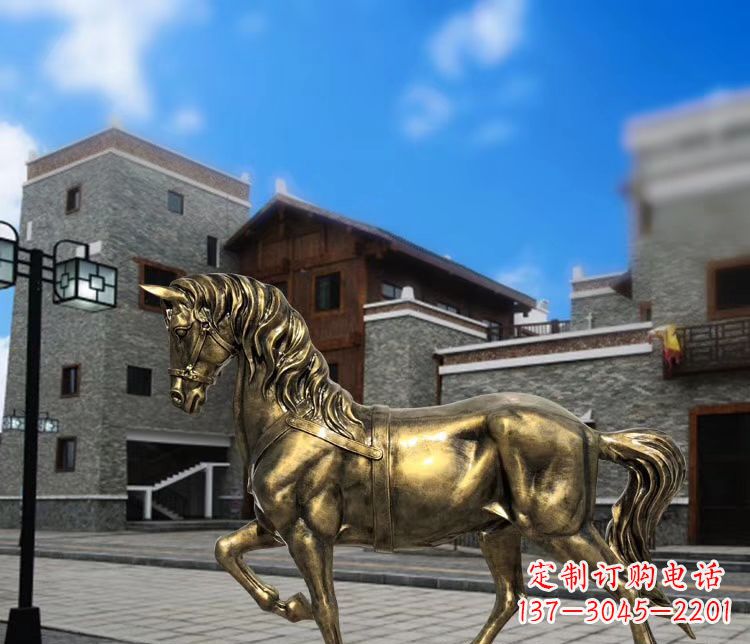 商丘广场仿铜奔马雕塑 玻璃钢公园景观动物雕塑
