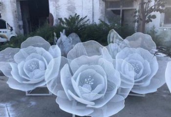 商丘广场不锈钢镂空花朵雕塑
