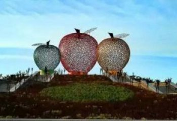 商丘广场不锈钢镂空苹果雕塑