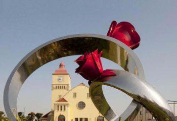 商丘中领雕塑：风格独特的不锈钢玫瑰戒指雕塑
