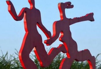 商丘中领雕塑-多彩情侣跑步雕塑