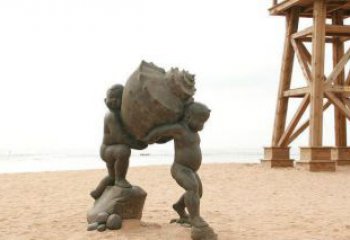 商丘抬着海螺的小男孩景观雕塑