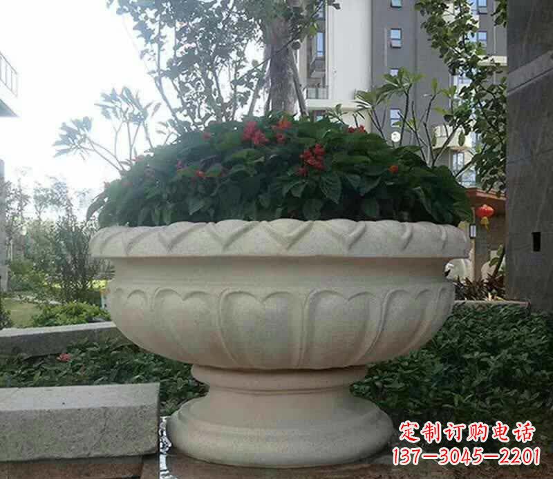 商丘汉白玉花盆雕塑