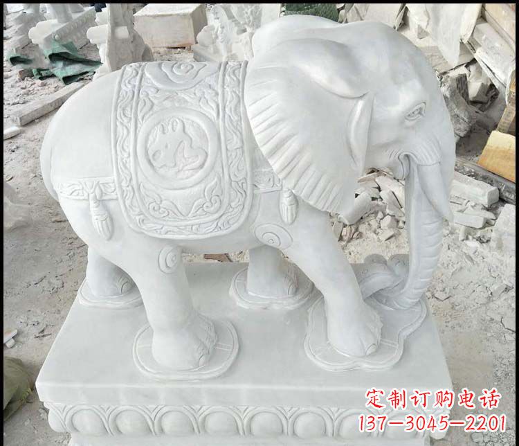 商丘汉白玉吉祥如意门口招财镇宅大象石雕