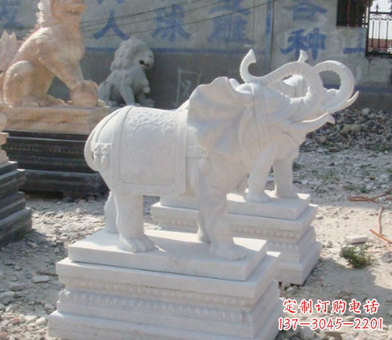 商丘汉白玉天然大象雕塑