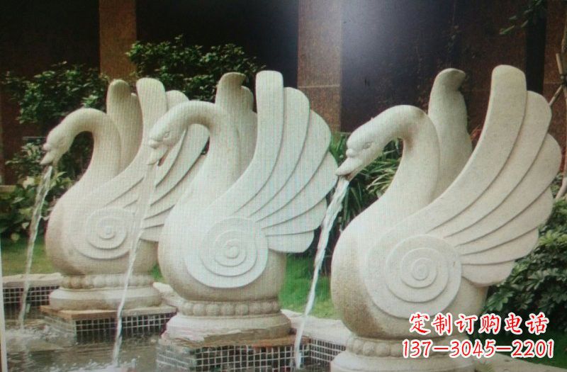 商丘汉白玉喷水天鹅石雕