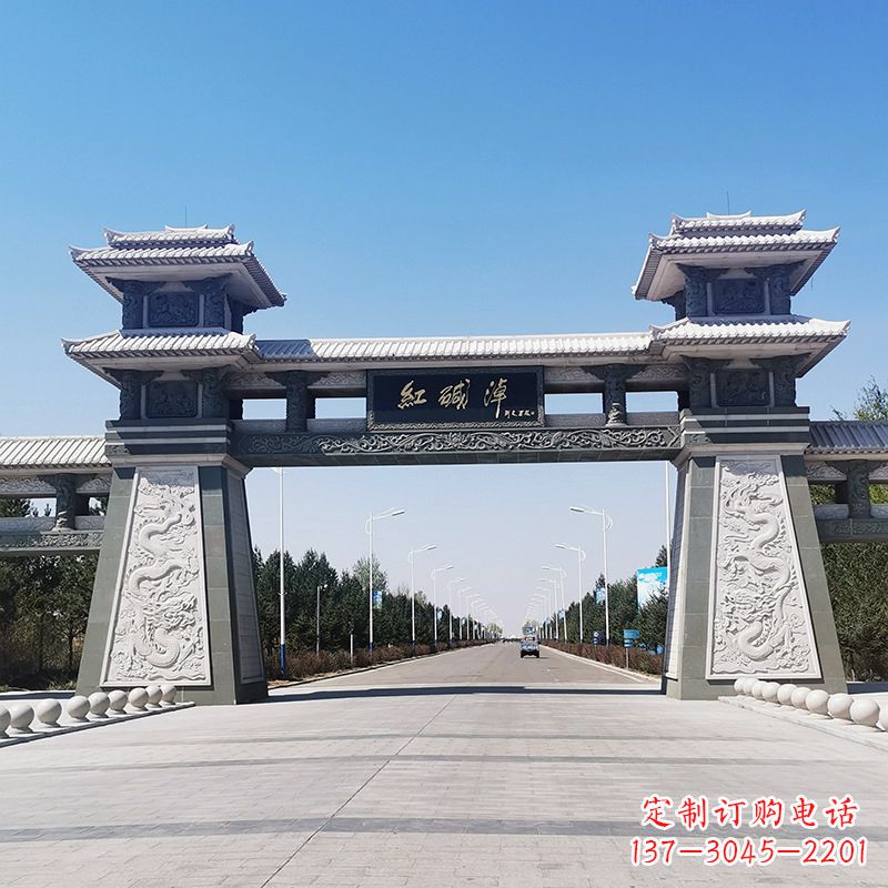 商丘红碱淖景区石雕汉阙大门