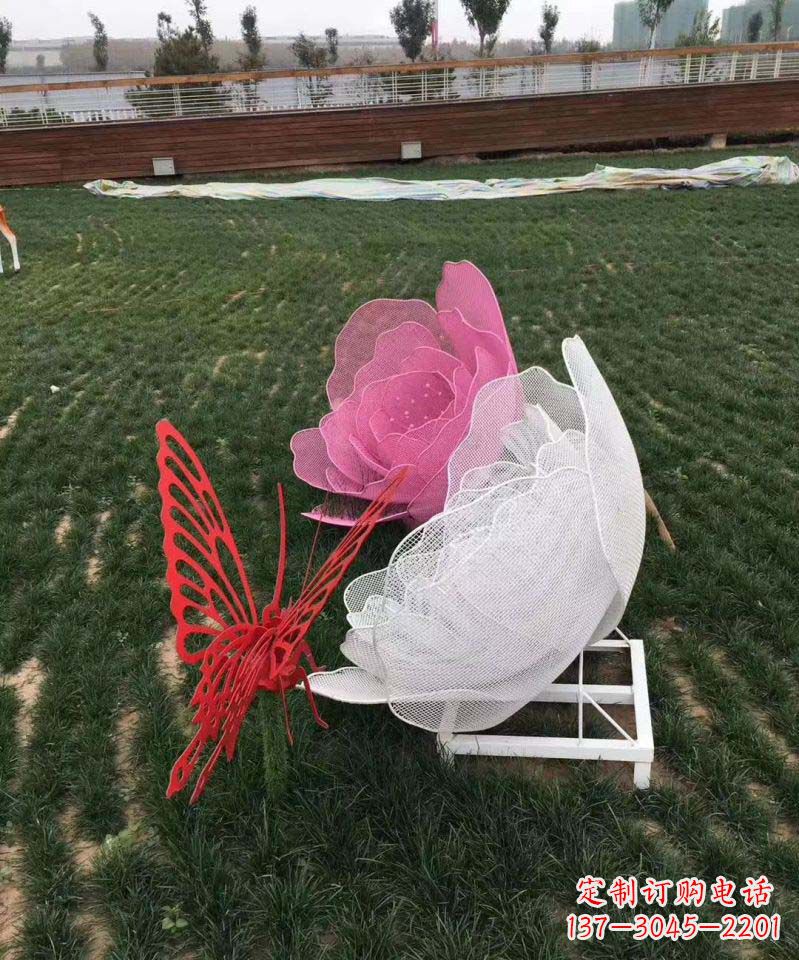 商丘户外不锈钢铁艺蝴蝶花朵雕塑