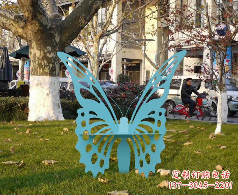 商丘中领雕塑专业定制不锈钢蝴蝶雕塑座椅