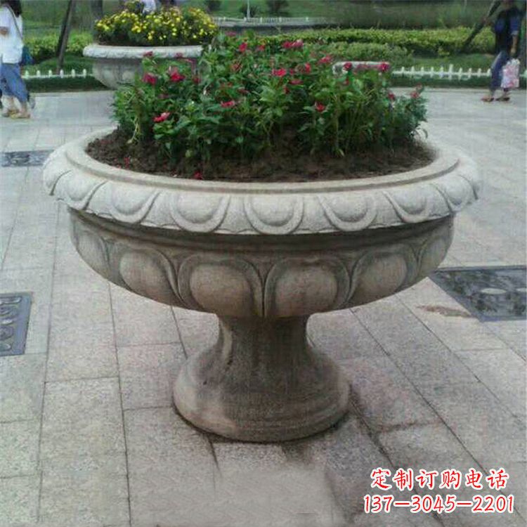 商丘中领雕塑:精美花岗岩公园石雕花盆