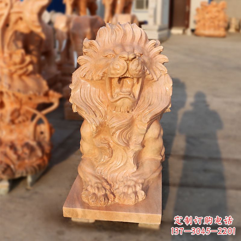 商丘象征力量的汇丰狮子红石雕